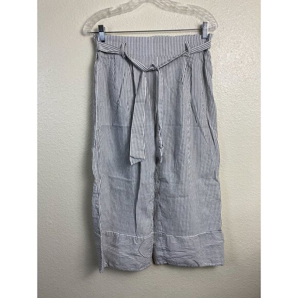 Urban Romantics Linen Bend Capri wide leg pants Medium Stripes Vacation vacation - Picture 11 of 11